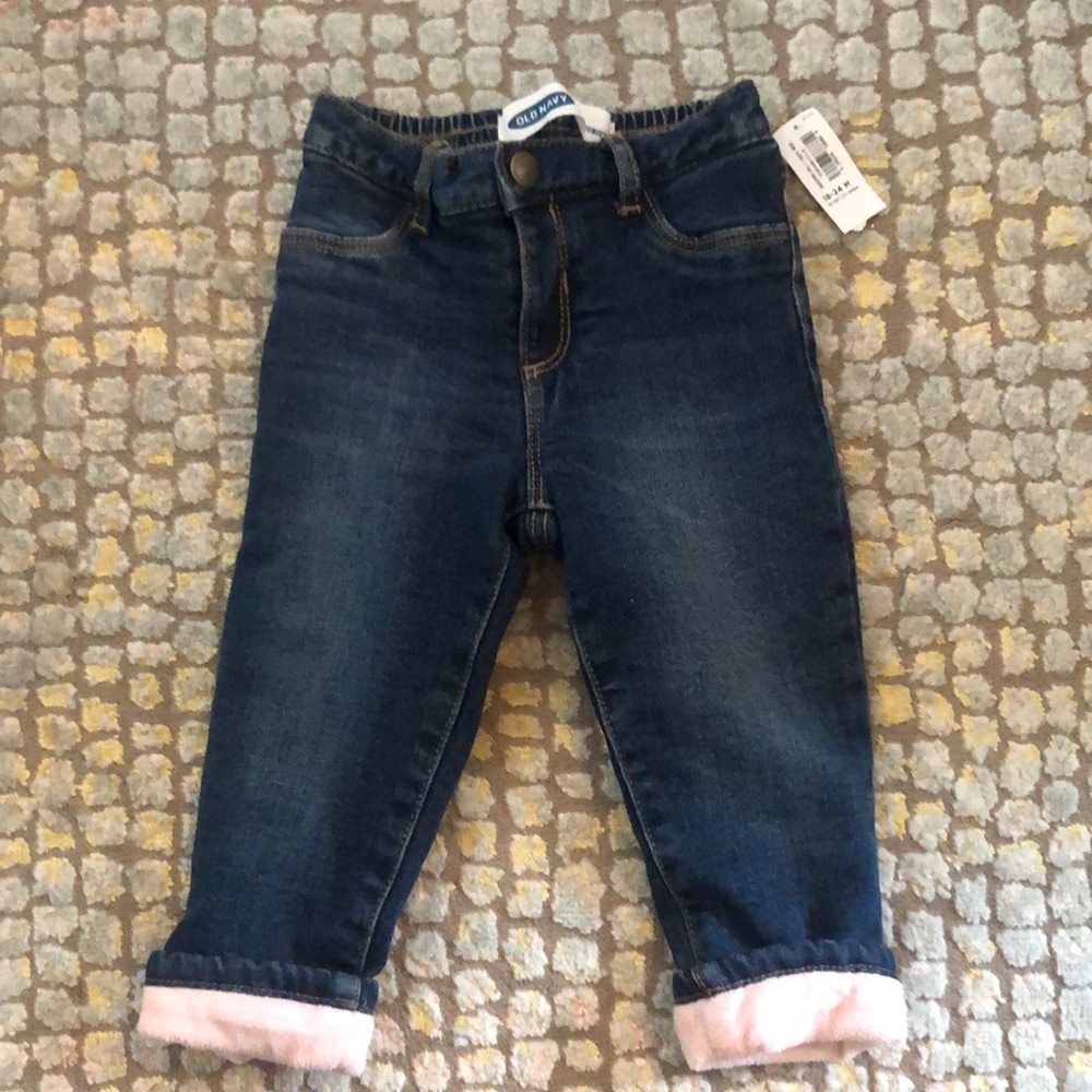 Old Navy boyfriend pink fleece lined jeans NWT